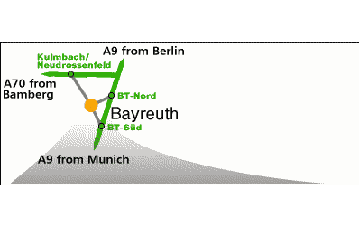3 main motorways to Bayreuth